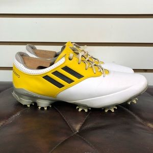 Mens White Yellow Adidas Adizero Sprintweb Golf Shoes Cleats Size 9.5  - Q47086